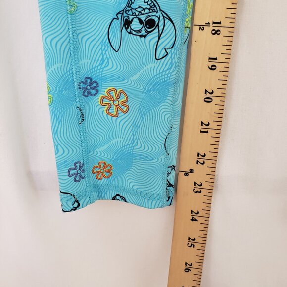 Disney Blue Lilo and Stitch Floral Pattern Pockets Cute Pants Legging Size XS - Picture 4 of 15